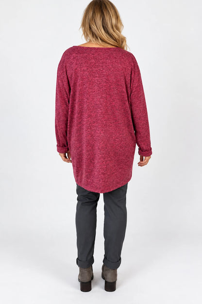 Arabella Tunic Double Pocket Necklace Top - Fleck Italia Wine