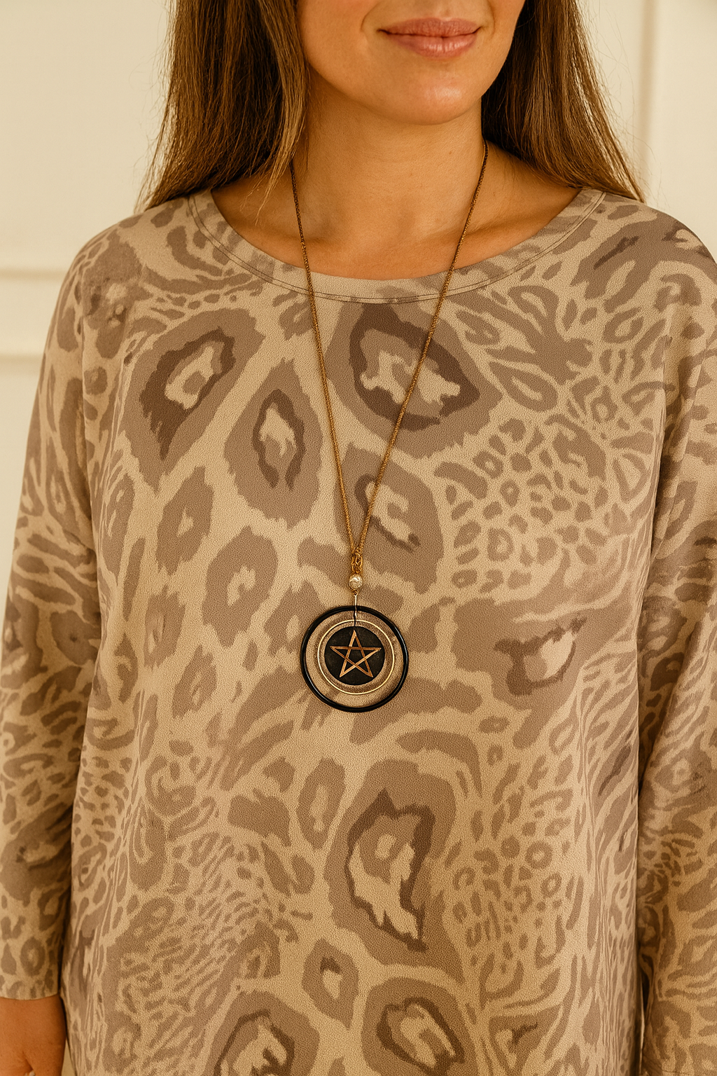 Premium Stitch Devala Necklace Top - Beige