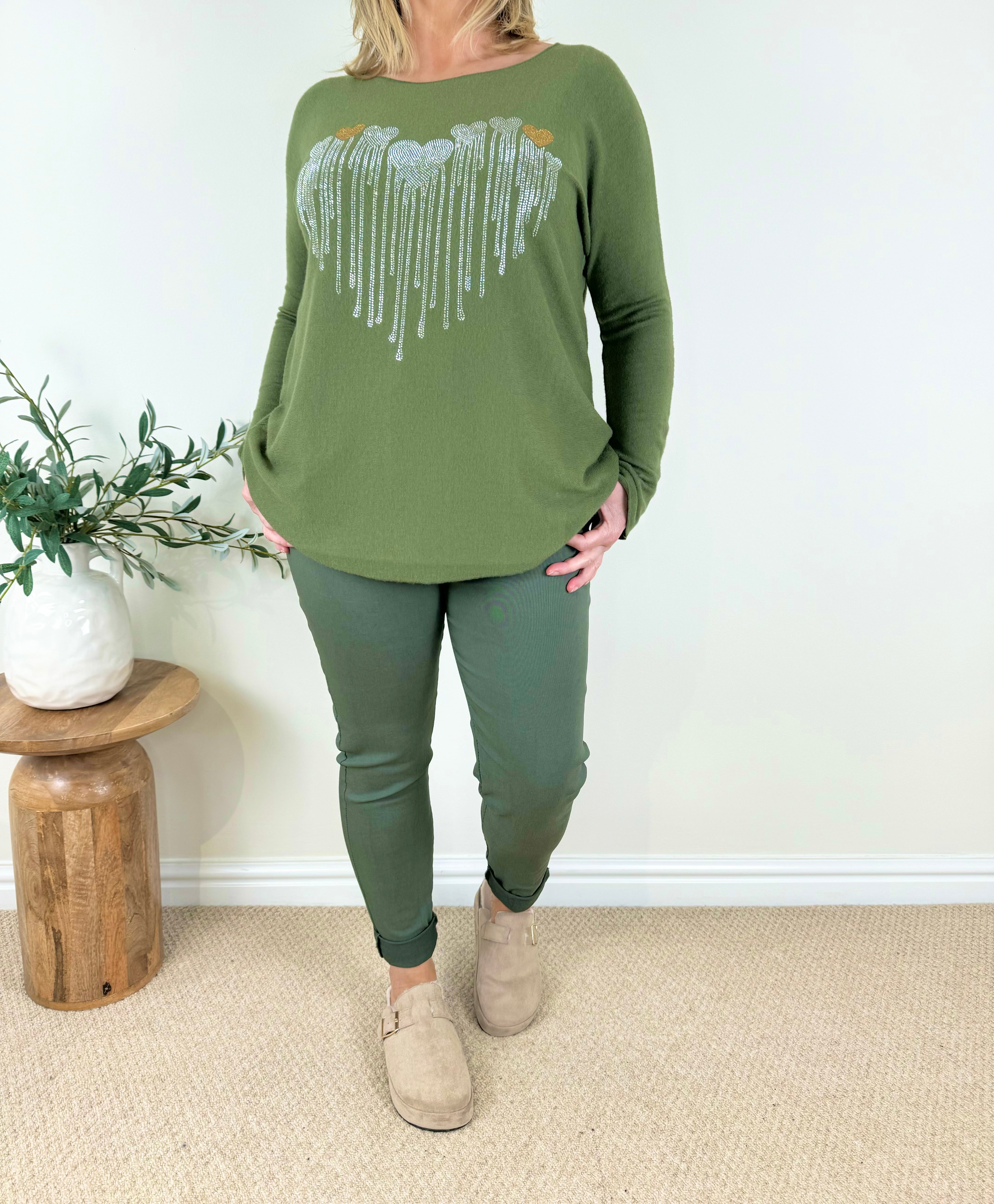 Soft Knit Diamanté Heart Ziara Top AW24