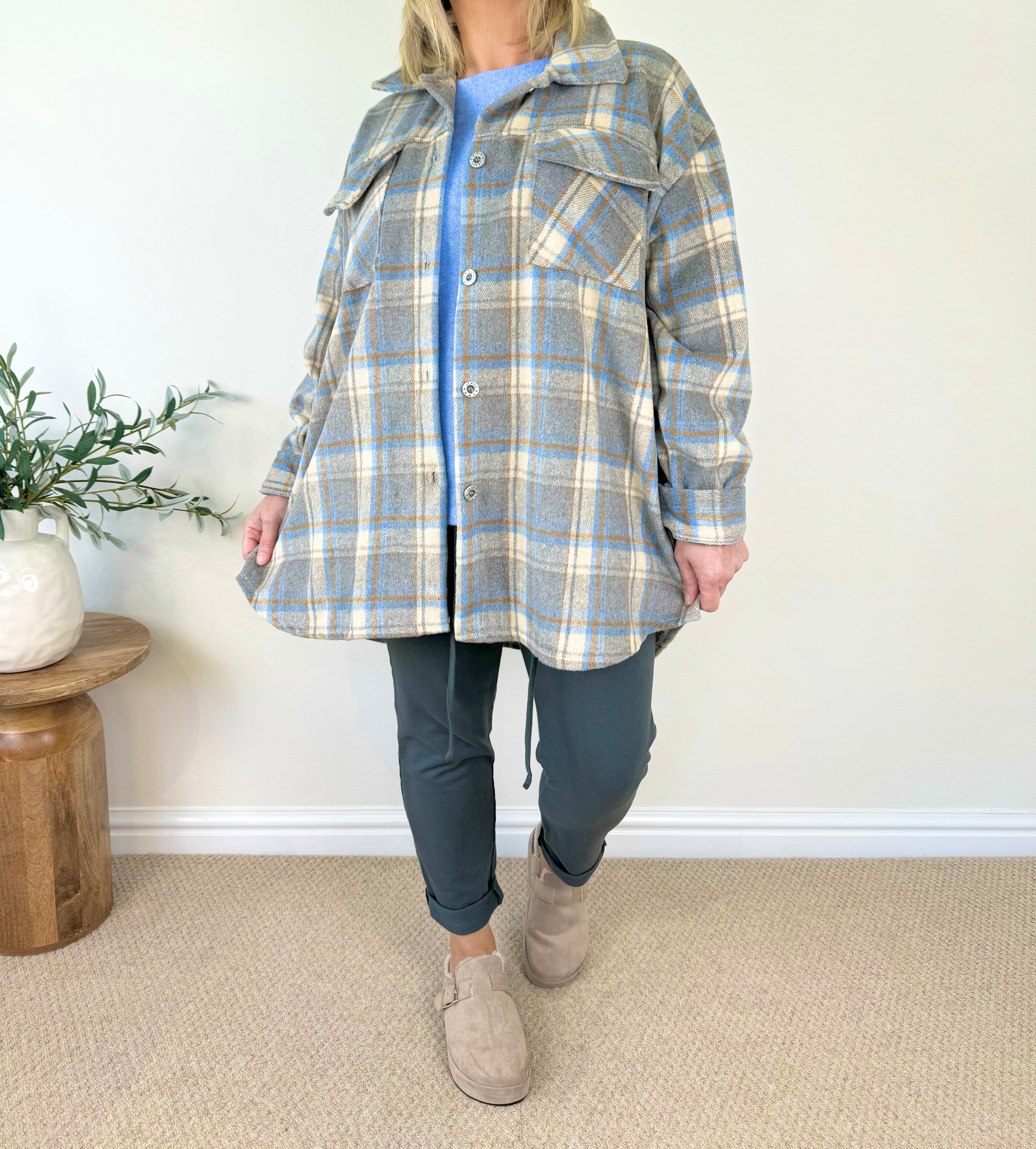 Double Pocket Freya Check Shacket AW24