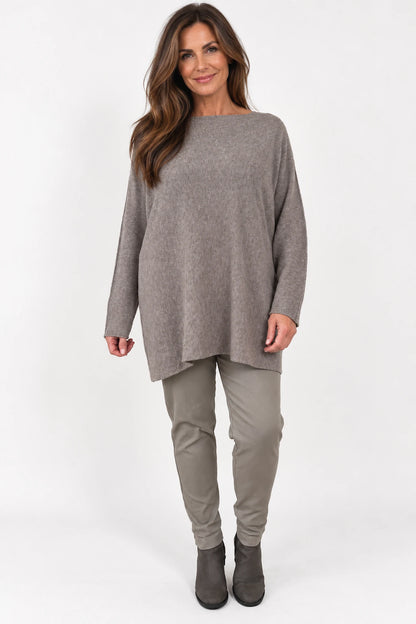 Fine Knit Seam Sleeve Tulia Top - Mocha