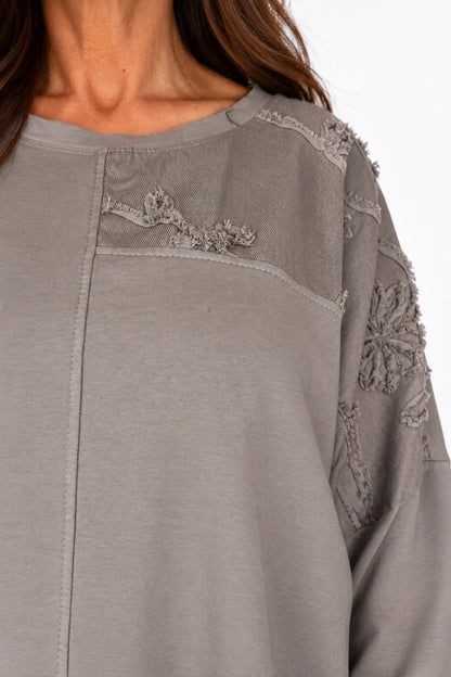 Cotton Fine Needlecord Patch Parisi Top - Mocha