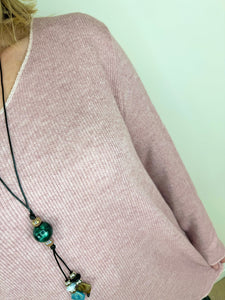 Ribbed Knit Wool Mix Alessia Necklace Top AW24